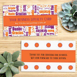 多言語お礼タイポグラフィロイヤリティパンチ 名刺