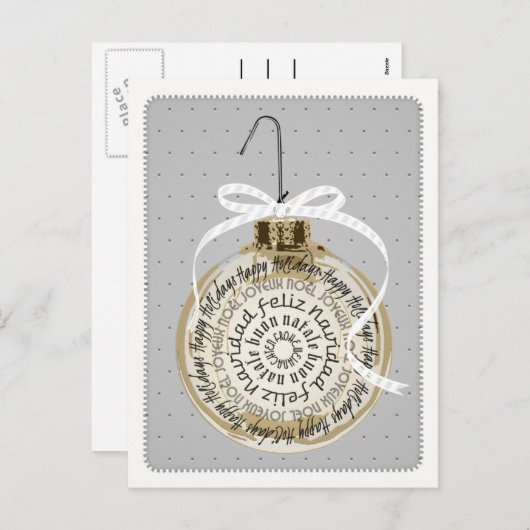 多言語の休日オーナメントタイポグラフィはがき シーズンポストカード (正面/裏面)