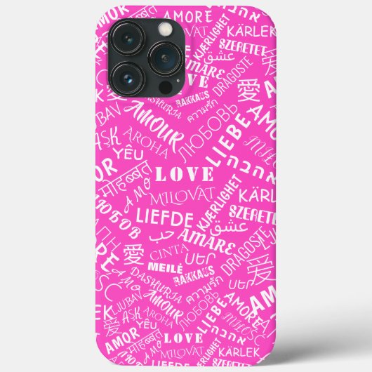多言語の愛でピンクのiPhoneケース文字 Case-Mate iPhoneケース (裏面)