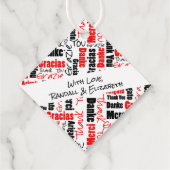 多言語の感謝のタイポグラフィー 赤 黒 フェイバータグ (裏面)