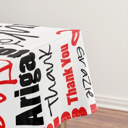 多言語の赤い黒タイポグラフィありがとう テーブルクロス (インサイチュ)