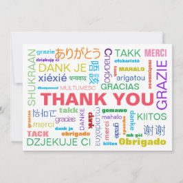 多言語カラフルタイポグラフィフラット サンキューカード