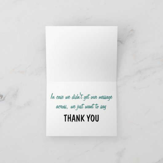 多言語グリーンブルータイポグラフィコラージュ サンキューカード (内部)