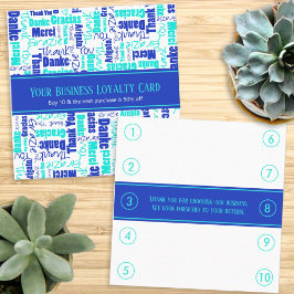 多言語サンキュービジネスロイヤリティパンチ スクエア名刺