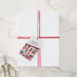 多言語サンキューレッドブラックタイポグラフィ ギフトタグ