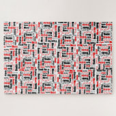 多言語タイポグラフィありがとう赤黒 ジグソーパズル (横)