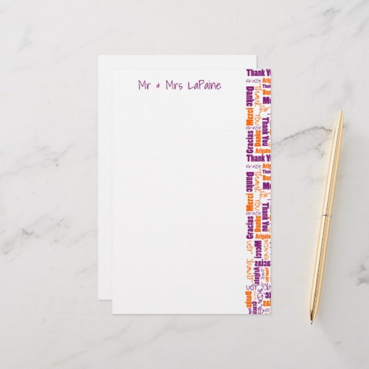 多言語タイポグラフィコラージュ結婚ズ 便箋 (正面/裏面インサイチュ)