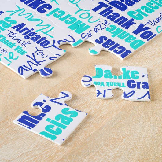 多言語タイポグラフィサンキューブルー ジグソーパズル (側面)
