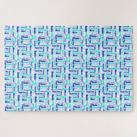 多言語タイポグラフィサンキューブルー ジグソーパズル (横)