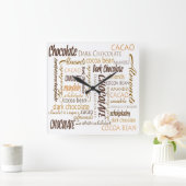 多言語チョコレートタイポグラフィワードコラージュ スクエア壁時計 (ホーム)