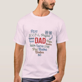 多言語ハート型タイポグラフィーのパパ Tシャツ