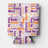 多言語パープルオレンジサンキュータイポグラフィ 缶クーラー (正面)