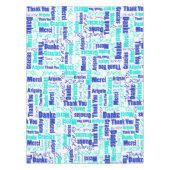 多言語ブルーターコイズありがとうタイポグラフィ テーブルクロス (正面)