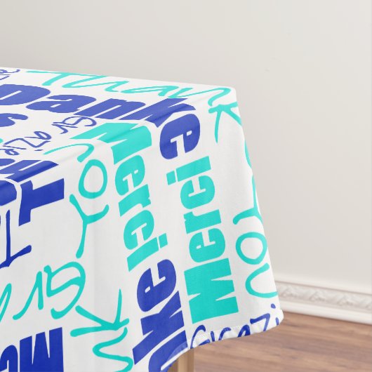 多言語ブルーターコイズありがとうタイポグラフィ テーブルクロス (インサイチュ)