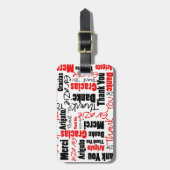 多言語レッドブラックサンキュータイポグラフィ ラゲッジタグ (正面縦)