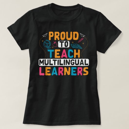多言語先生言語言語教えESL  Tシャツ (デザイン正面)