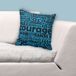 多言語型ブルー&ブラック勇気パターン クッション