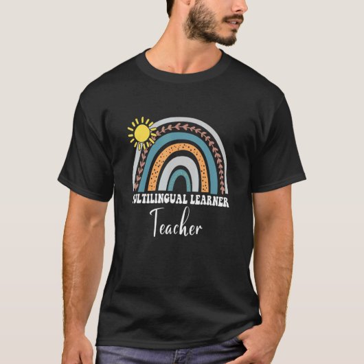 多言語学習者先生Rainbow Multilingual Tシャツ (正面)