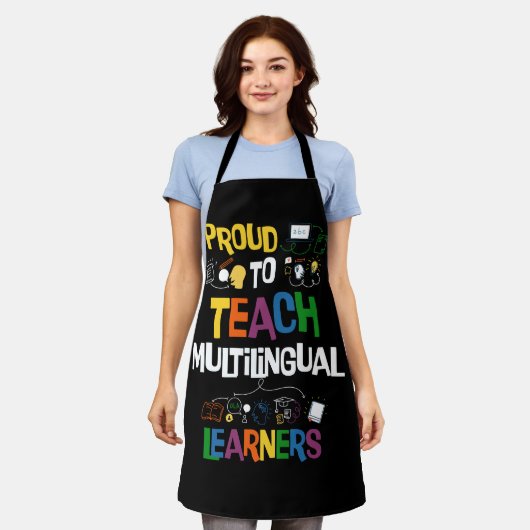 多言語学誇りを持った教え者の先生言語学者 エプロン (着用した状態)