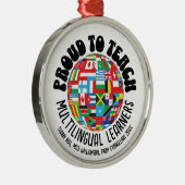 多言語学誇りを持った者のESL教え先生へ メタルオーナメント (右)