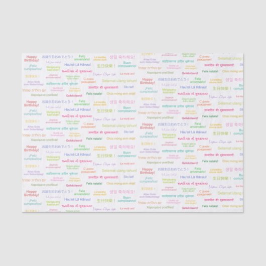多言語対応の違うハッピーバースデー 薄葉紙 (正面)