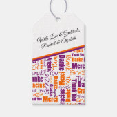 多言語対応タイポグラフィ紫オレンジ ギフトタグ (正面)