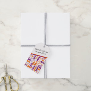 多言語対応タイポグラフィ紫オレンジ ギフトタグ