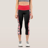 多言語対応タイポグラフィ縦ストライプ数 カプリレギンス (正面)