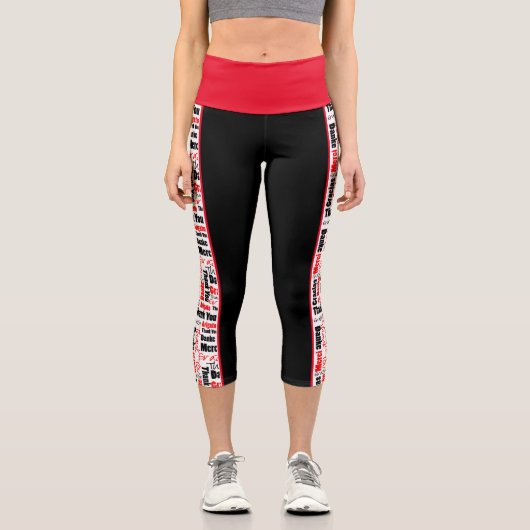 多言語対応タイポグラフィ縦ストライプ数 カプリレギンス (正面)