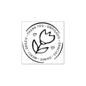 多言語対応、スモールビジネス向け可愛い花 ラバースタンプ (インプリント)