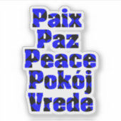 多言語平和ハートブルーブラック シール (正面)