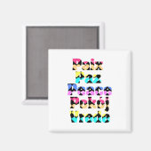 多言語平和明るいハート マグネット (正面/裏面)