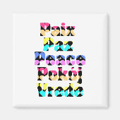 多言語平和明るいハート マグネット (正面)