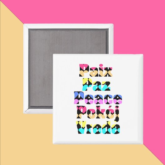 多言語平和明るいハート マグネット