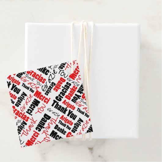 多言語感謝していタイポグラフィコラージュ赤黒 フェイバータグ (インサイチュ)