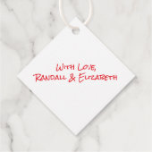 多言語感謝していタイポグラフィコラージュ赤黒 フェイバータグ (裏面)