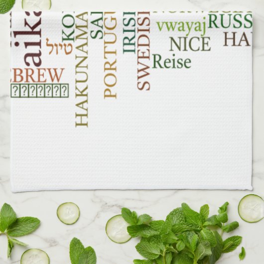 多言語版ハクナMatataグローバルワードクラウドアート キッチンタオル (折り畳み)