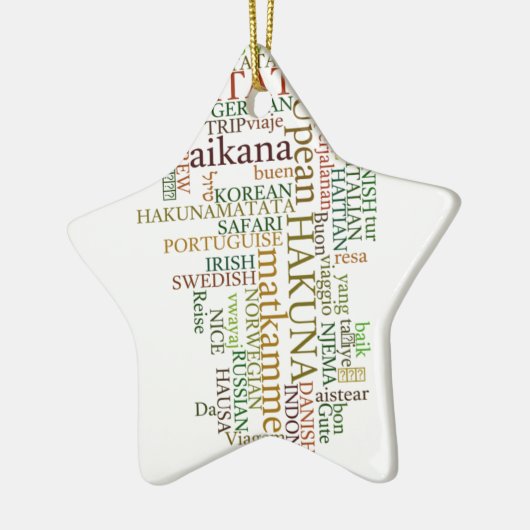多言語版ハクナMatataグローバルワードクラウドアート セラミックオーナメント (左)