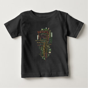 多言語版ハクナMatataグローバルワードクラウドアート ベビーTシャツ