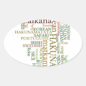 多言語版ハクナMatataグローバルワードクラウドアート 楕円形シール (正面)