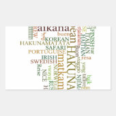 多言語版ハクナMatataグローバルワードクラウドアート 長方形シール (正面)