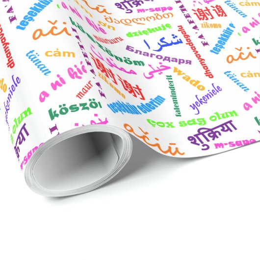 多言語言語カラフル有難うござう ラッピングペーパー (ロールコーナー)