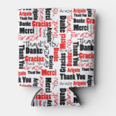 多言語赤黒サンキュータイポグラフィ 缶クーラー (正面)