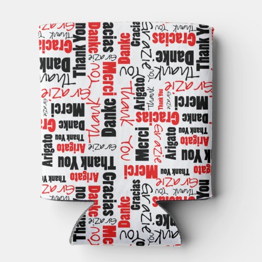 多言語赤黒サンキュータイポグラフィ 缶クーラー (裏面)