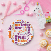 多言語(紫とオレンジ)に対応 ペーパープレート (パーティー)