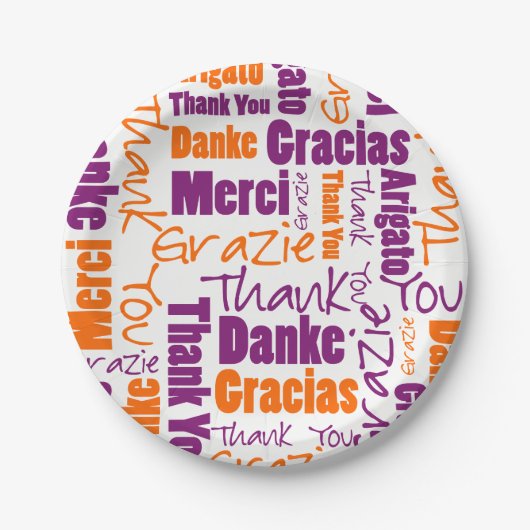 多言語(紫とオレンジ)に対応 ペーパープレート (正面)
