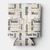 多言語Brown Beigeありがとうございましたタイポグラフィ 缶クーラー (正面)