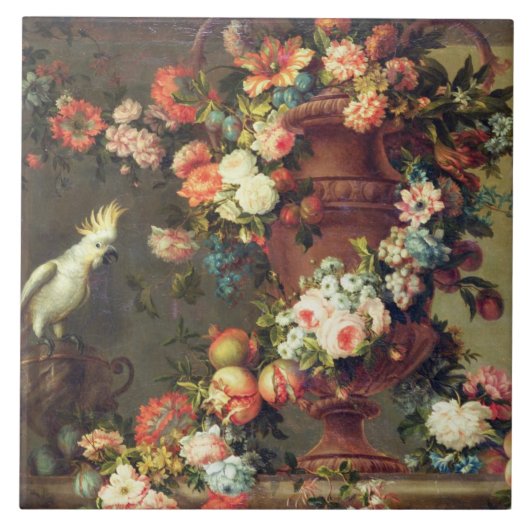 多量のフルーツおよび花 タイル (正面)