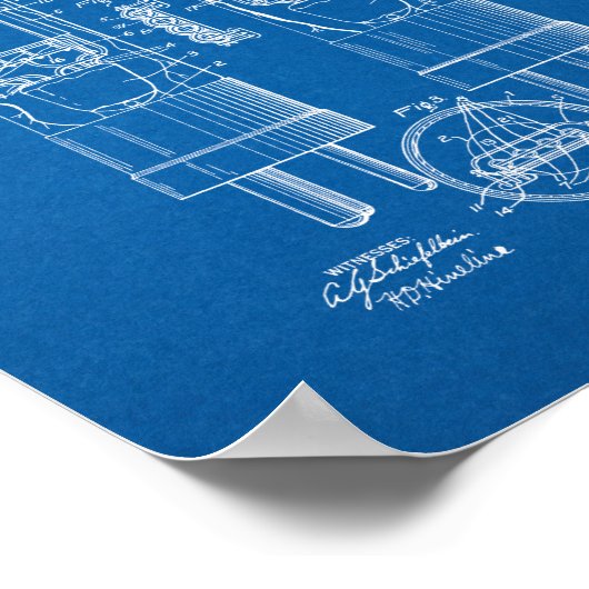 多電極真空管特許 – 青写真 ポスター (角)