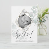 多面フォトフレーム ユーカリの葉 アラバスター 招待状 (スタンド正面)